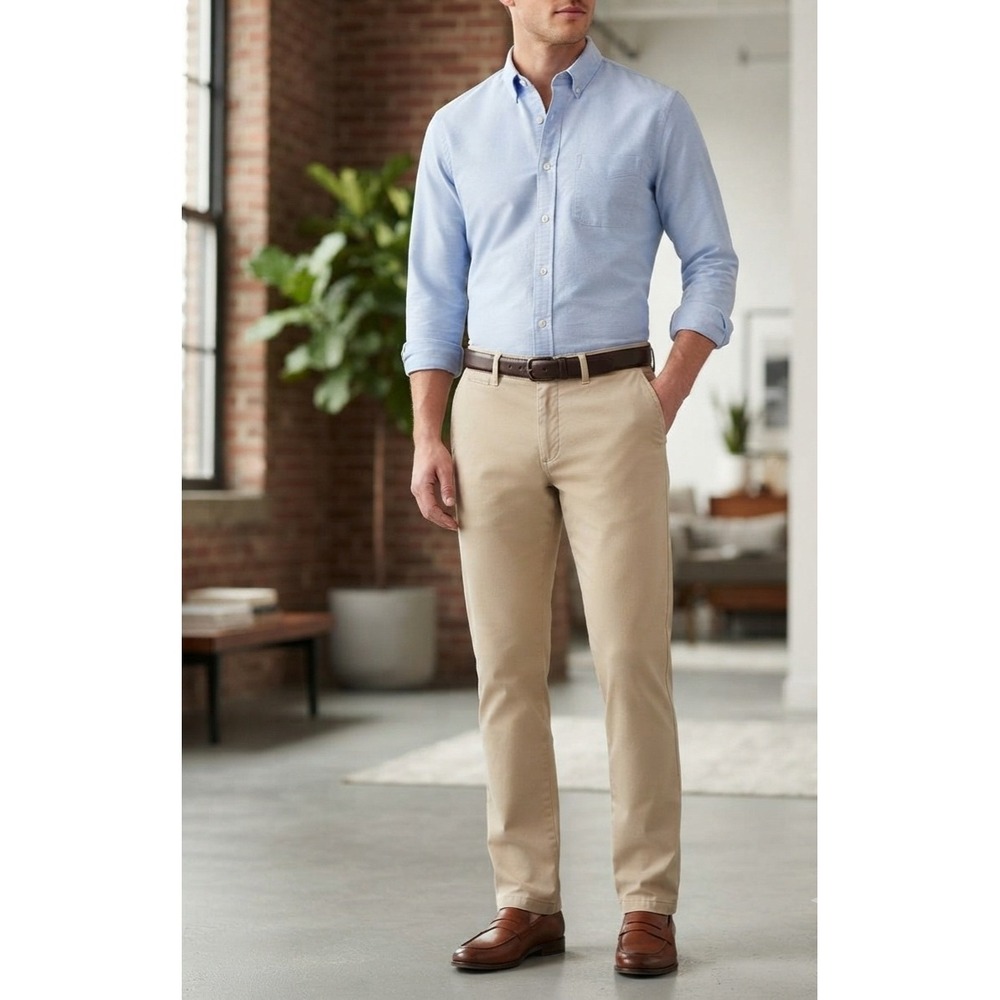 J.Crew 250 Skinny Stretch Chino Pants Mens 32x30 Khaki Tan Cotton Trousers
